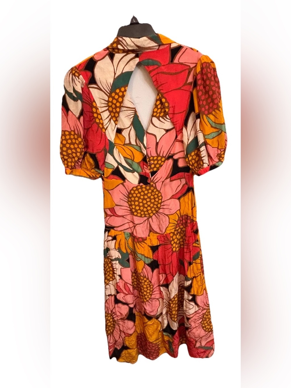 Farm Rio Sunflower Midi Dress Women's XS Open Back - Picture 6 of 8